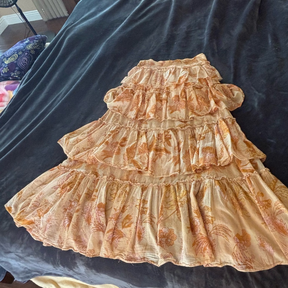 Free People Ruffle Skirt - creamy gold